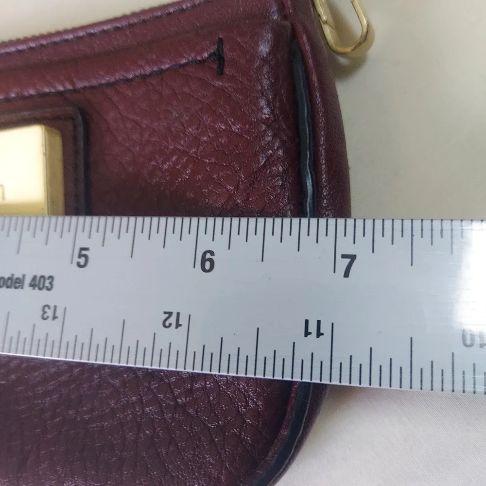 Calvin‎ Klein Burgundy Pebbled Faux Leather Wristlet Gold Hardware Bag